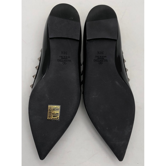 New Valentino Rockstud Noir Flats Black Patent - Picture 7 of 7